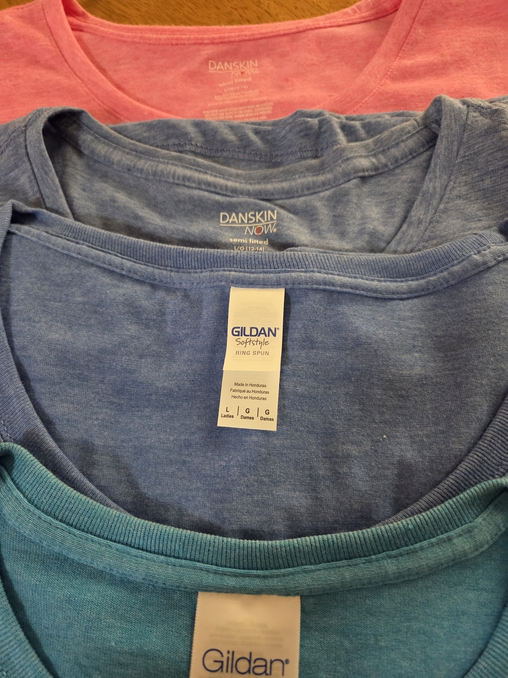 Danskin Women's Pink and Blue Crew Neck Tees - Mix of Pink and Blue Shades